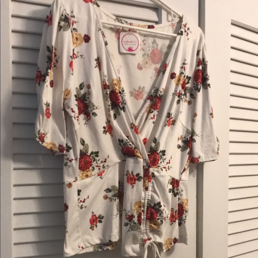 Nadine West-Blue Leopard Ivory Floral top